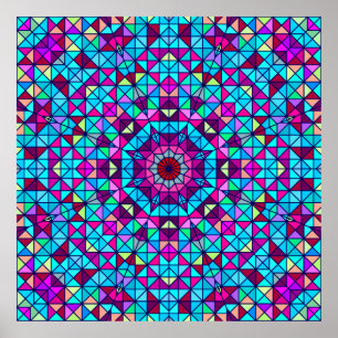 Affiche Fleur décorative numérique colorée Abstraite. Géan