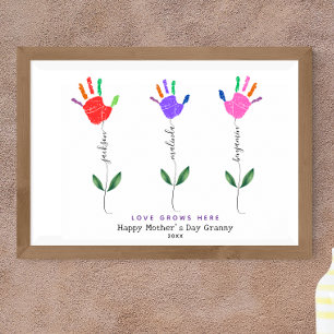 Affiche Fleur d'empreinte personnalisée Art 3 noms de fleu