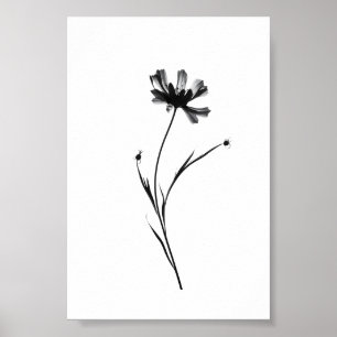 Affiche Fleur d'encre minimaliste Art floral Abstrait en n