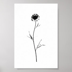 Affiche Fleur d'encre minimaliste Art floral Abstrait en n