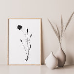 Affiche Fleur d'encre minimaliste Art floral Abstrait en n<br><div class="desc">Poster minimaliste de l'encre Fleur Abstraite de l'art floral en Mur Noir</div>