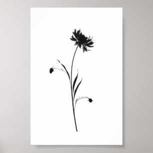Affiche Fleur d'encre minimaliste Art floral Abstrait en n
