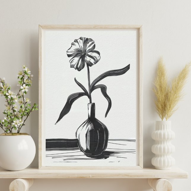 Affiche Fleur d'encre noire minimaliste (Créateur téléchargé)