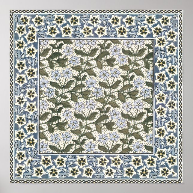 Affiche Fleur d'été de Pervenche Élégante Florale Jolie (Devant)