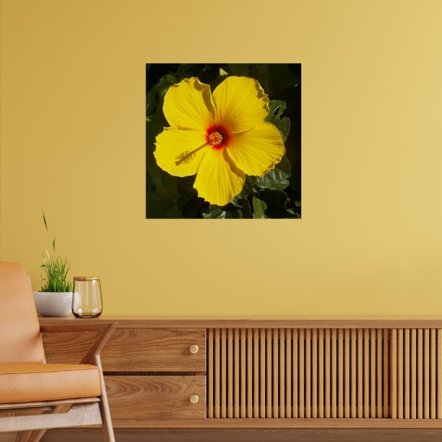 Affiche Fleur d'Hibiscus Jaune Paradis Tropical Mat (Salon 2)