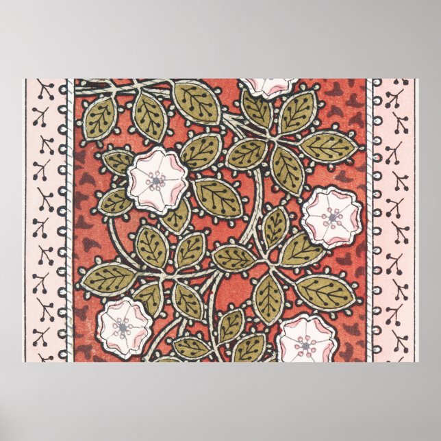 Affiche Fleur d'illustration Rose sauvage Vintage (Devant)