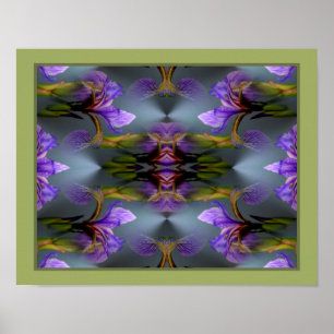 Affiche Fleur d'Iris Blue Flag Abstrait de la Nature 