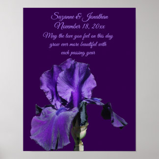 Affiche Fleur d'Iris Violet Personnalisée Mariage 