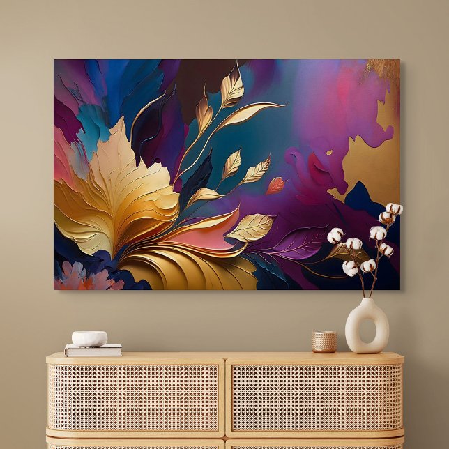 Affiche Fleur dorée – Composition florale abstraite (Gilded Bloom – Abstract Floral Composition)