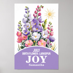 Affiche Fleur du mois de juillet Art de crèche chrétien