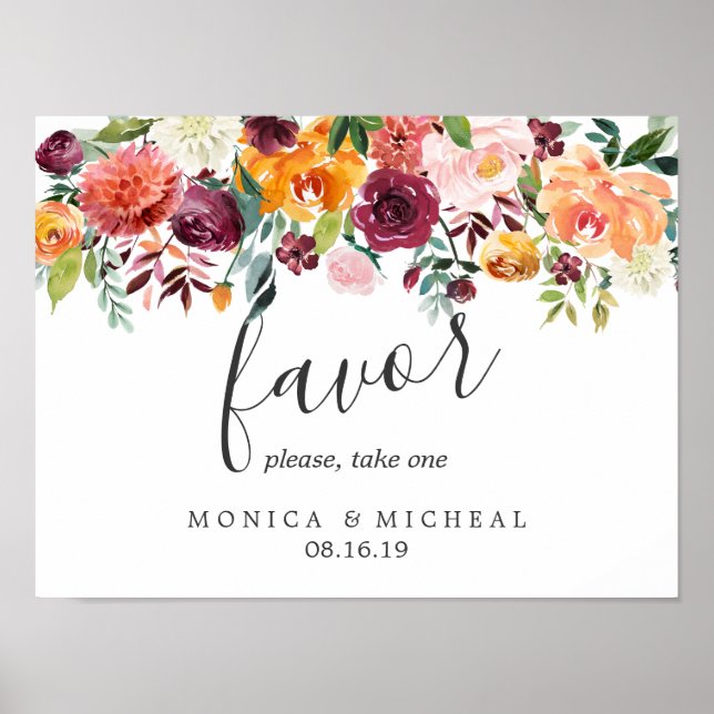 Affiche Fleur du pays | Symbole de mariage fleur d'automne (Devant)