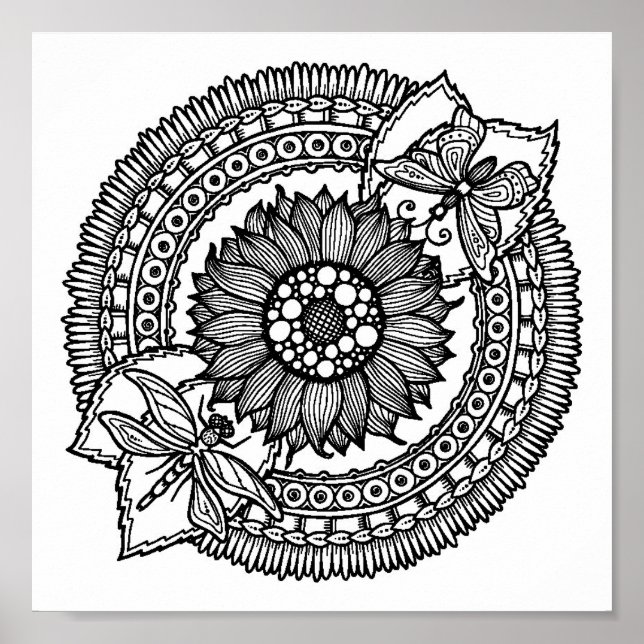 Affiche Fleur En Mandala 2 (Devant)