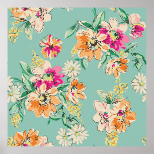 Affiche fleur esquissée aux couleurs vives - backgr sans s