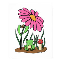 Affiche Fleur et Grenouille Mignonne 