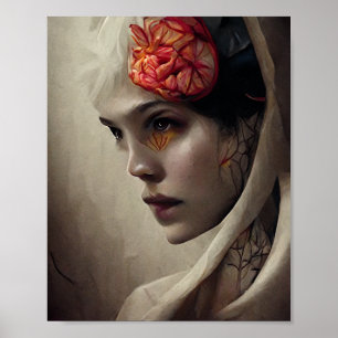 Affiche Fleur et os 4 Surreal Gothic Imaginaire Art