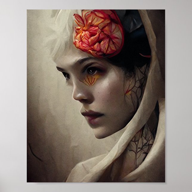 Affiche Fleur et os 4 Surreal Gothic Imaginaire Art (Devant)