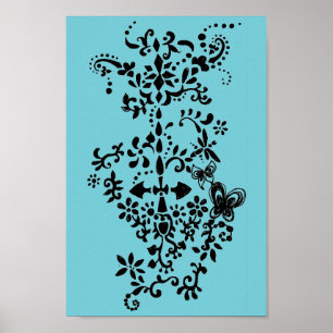 Affiche Fleur et papillon Dandy Doodle
