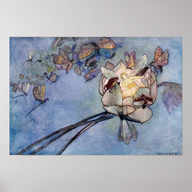 Affiche Fleur et papillons de Warwick Goble (Devant)