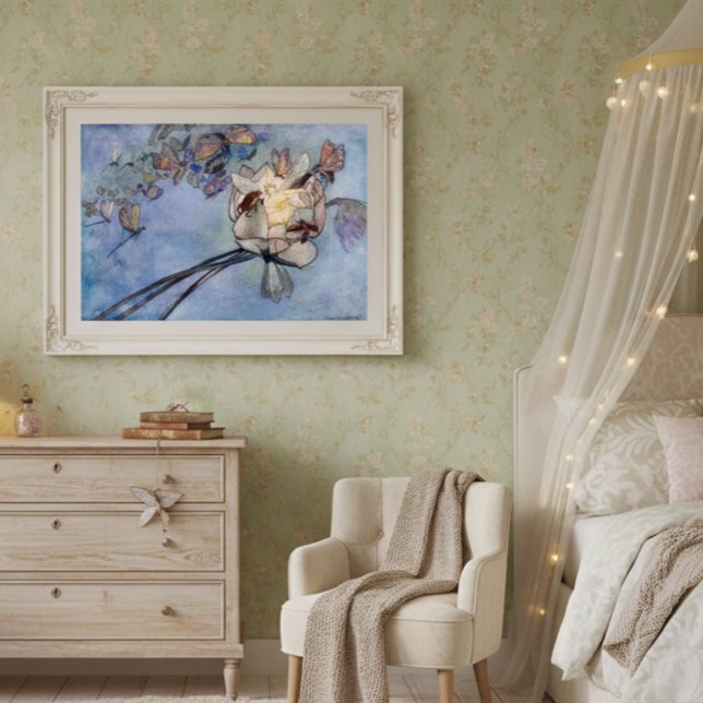 Affiche Fleur et papillons de Warwick Goble (Créateur téléchargé)