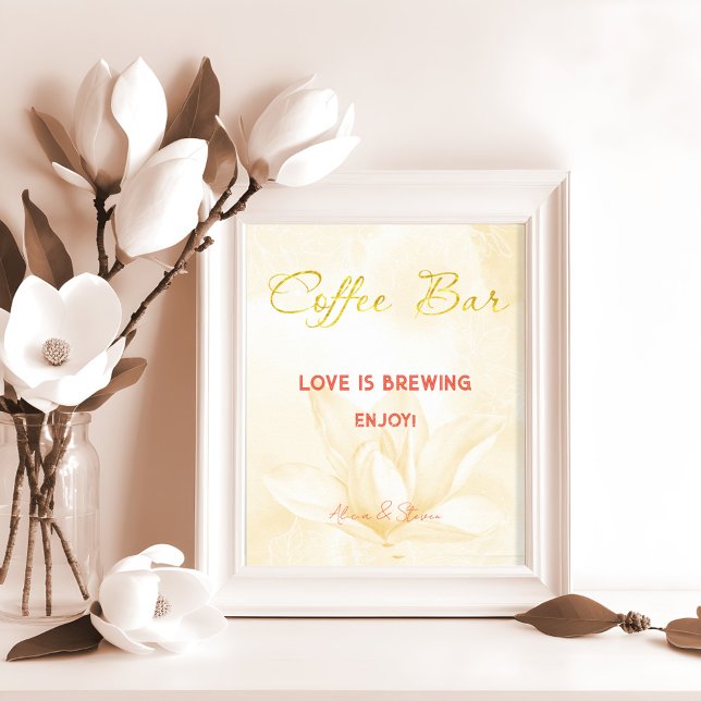 Affiche Fleur Ethereal Magnolia, Bar Mariage À Café (Créateur téléchargé)