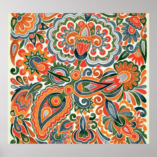 Affiche Fleur Ethnique Ukrainienne, Marque Dessinée À La M (Devant)