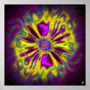 Affiche Fleur étoilée en floraison v2 motif pareidolia