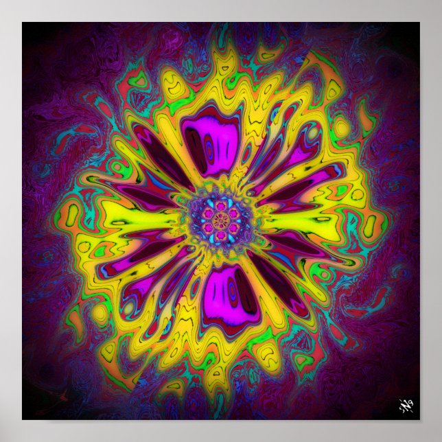 Affiche Fleur étoilée en floraison v2 motif pareidolia (Devant)