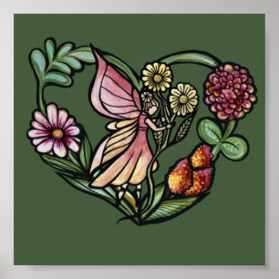Affiche Fleur Fée Jardin Fées