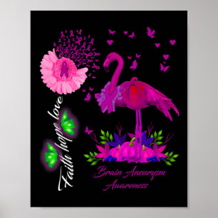 Affiche Fleur Flamant rose Hope Burgundy Ribbon Cerveau An