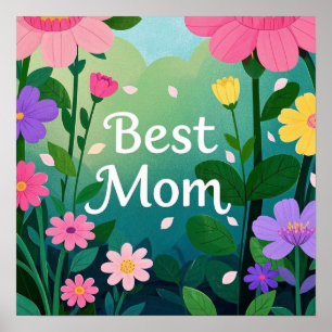 Affiche Fleur Floral Best Mom Garden