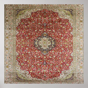 Affiche Fleur florale rouge perse turkish motif élégant