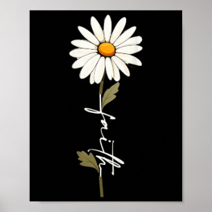 Affiche Fleur Foi Dieu Écriture Cursive Jésus Croix Art O