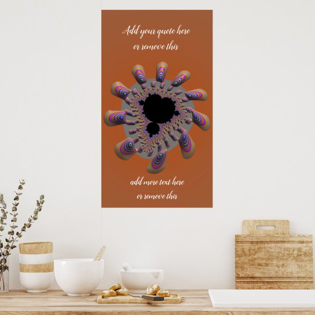Affiche Fleur fractale Mandelbrot funky avec devis personn (Cuisine)