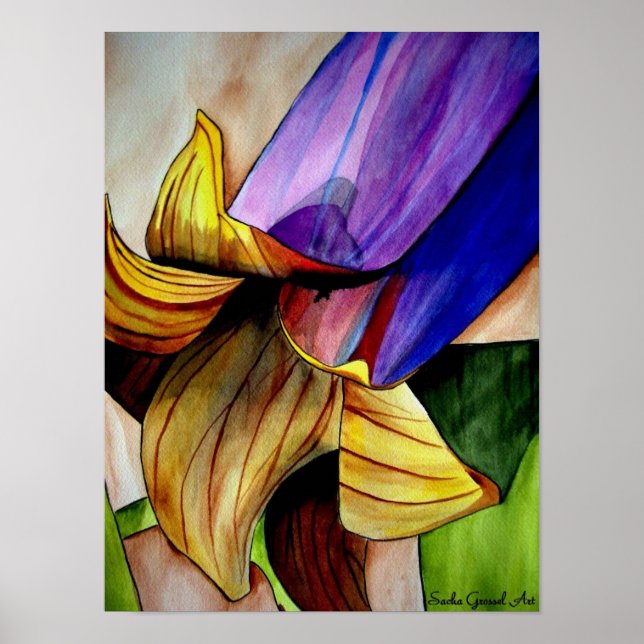 Affiche Fleur Fritillaire violet couleur d'origine art (Devant)