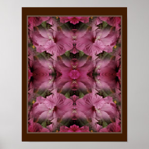 Affiche Fleur Hibiscus rose Multiplié Vintage Abstrait