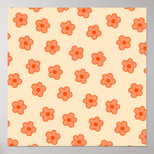 Affiche Fleur Hippie Orange Peach Preppie