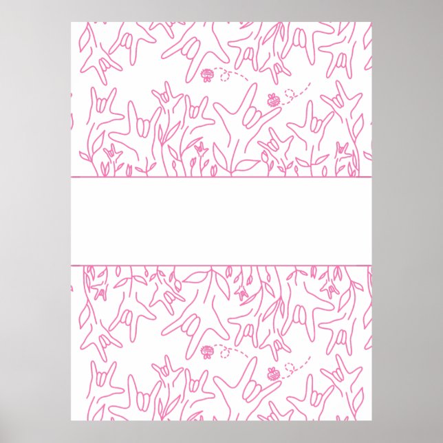 Affiche Fleur ILY - Nom personnalisé ASL Design (Devant)