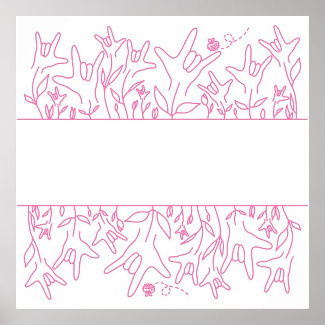 Affiche Fleur ILY - Nom personnalisé ASL Design (Devant)