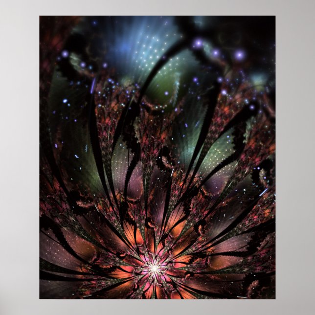 Affiche Fleur imaginaire fractale douce et tendresse (Devant)