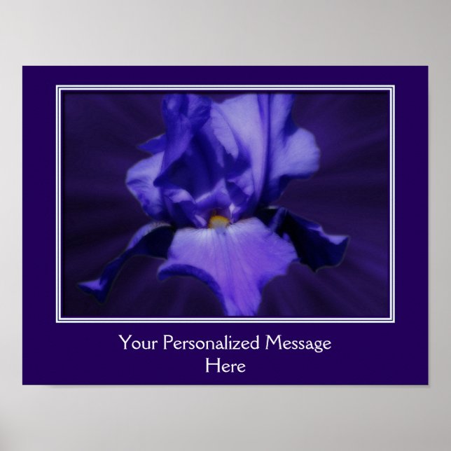 Affiche Fleur Iris Portée Violet Personnalisée (Devant)