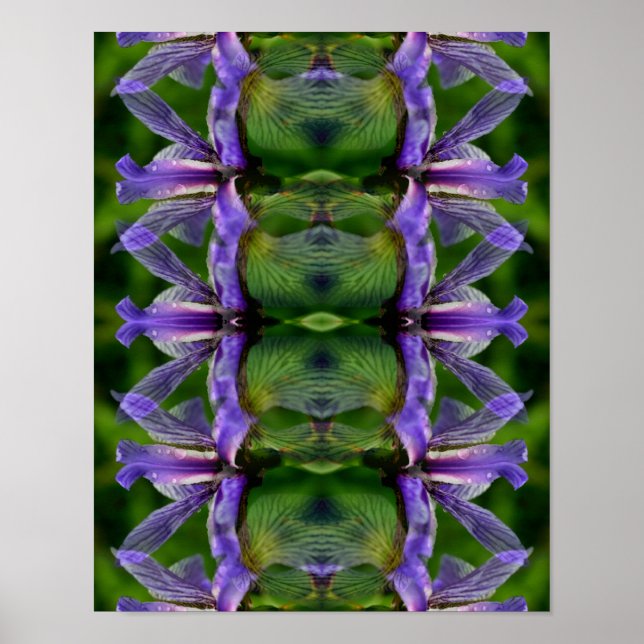 Affiche Fleur Iris Violet Abstrait (Devant)