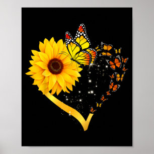 Affiche Fleur Jaune Été Floral Tournesol Cœur Amour