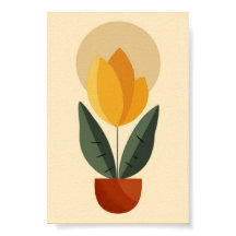 Fleur Jaune Rétro Boho Milieu de Siècle