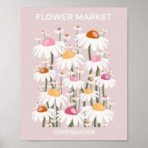 Affiche Fleur Marché Copenhague Blush Pink Floral Motif