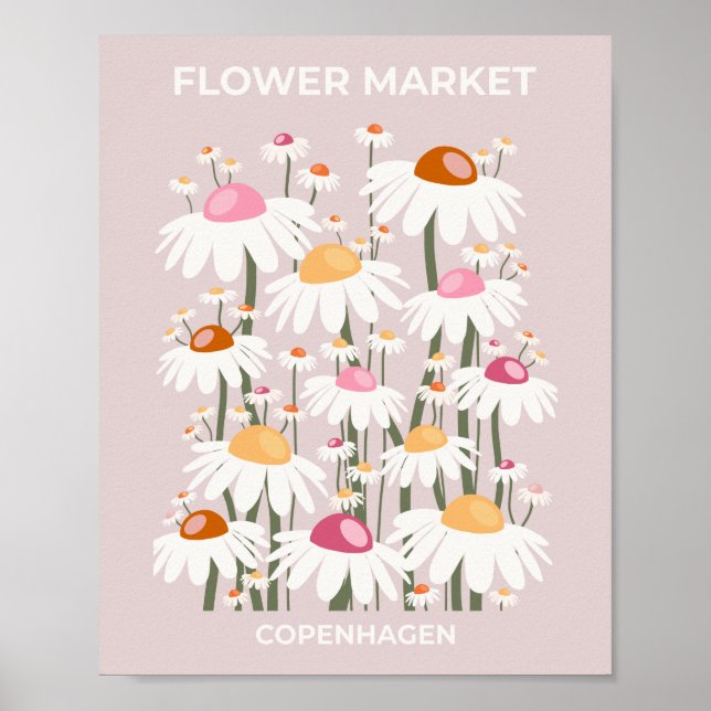 Affiche Fleur Marché Copenhague Blush Pink Floral Motif (Devant)