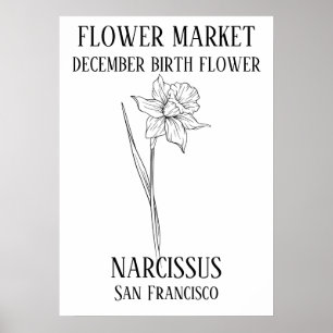 Affiche Fleur Marché Fleur de naissance DÉCEMBRE Art Impri