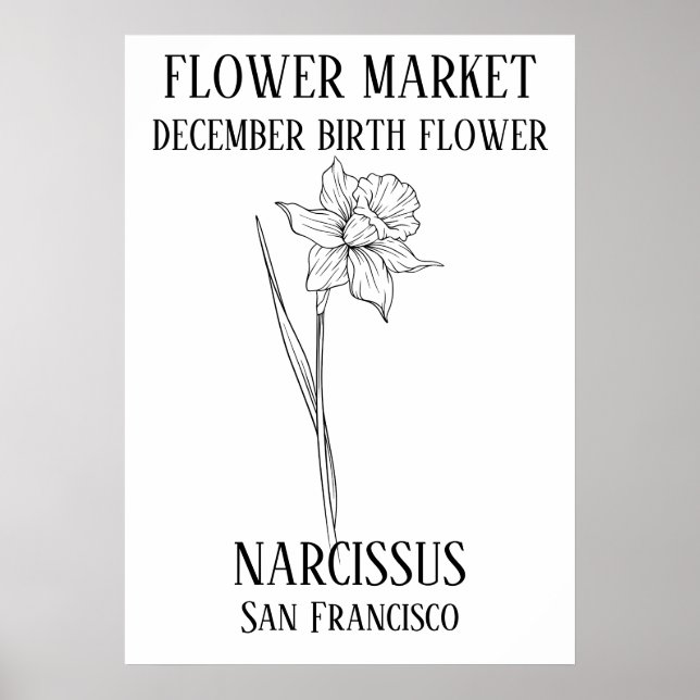 Affiche Fleur Marché Fleur de naissance DÉCEMBRE Art Impri (Devant)