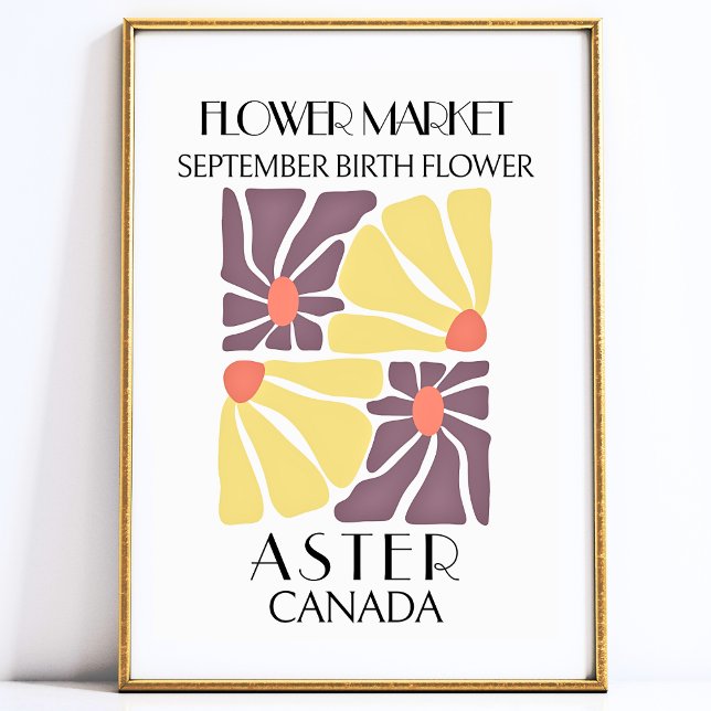 Affiche Fleur Marché Fleur de naissance SEPTEMBRE Art Impr (September Birth Flower ASTER Art Print)