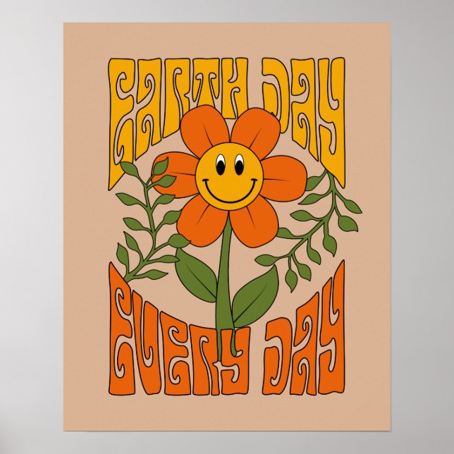 Affiche Fleur marguerite rétro des années 70 (Devant)