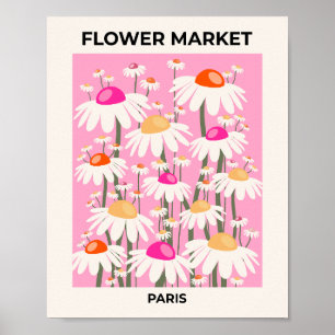Affiche Fleur Market Paris Rose Retro Floral